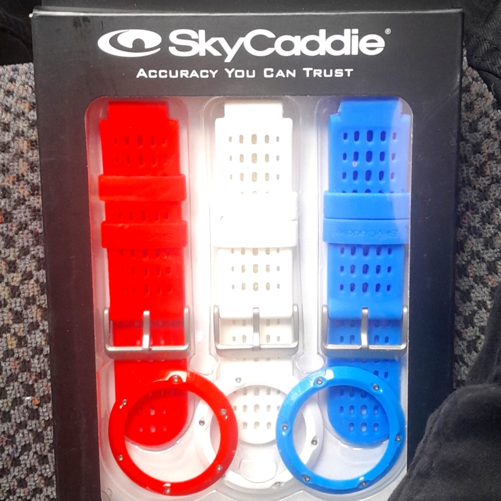 SkyCaddie. Watchbands and Bezels. Pack of three. Colors: Red, White and Blue.